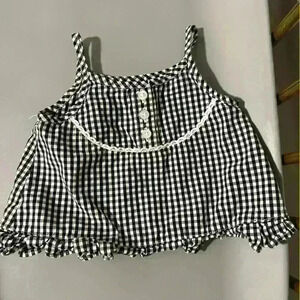 Vintage old navy baby girl gingham tank top checkers black and white no flaws